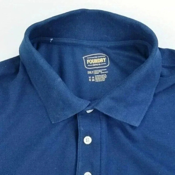 The Foundry Size 2XLT Men's Navy Blue Short Sleeve Polo Shirt - Picture 3 of 5